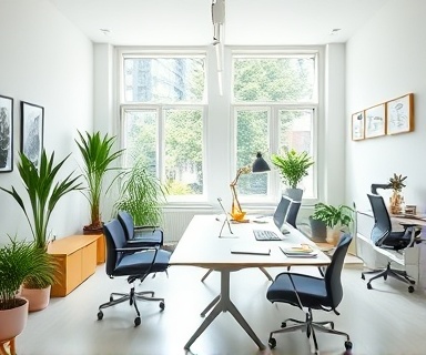 minimalistic toolkit standards, thoughtful expression, outlining processes, photorealistic, in a minimal office with clean lines, highly detailed, open windows and greenery, 6k resolution, pastel colors, natural ambient lighting, shot with a 50mm prime lens